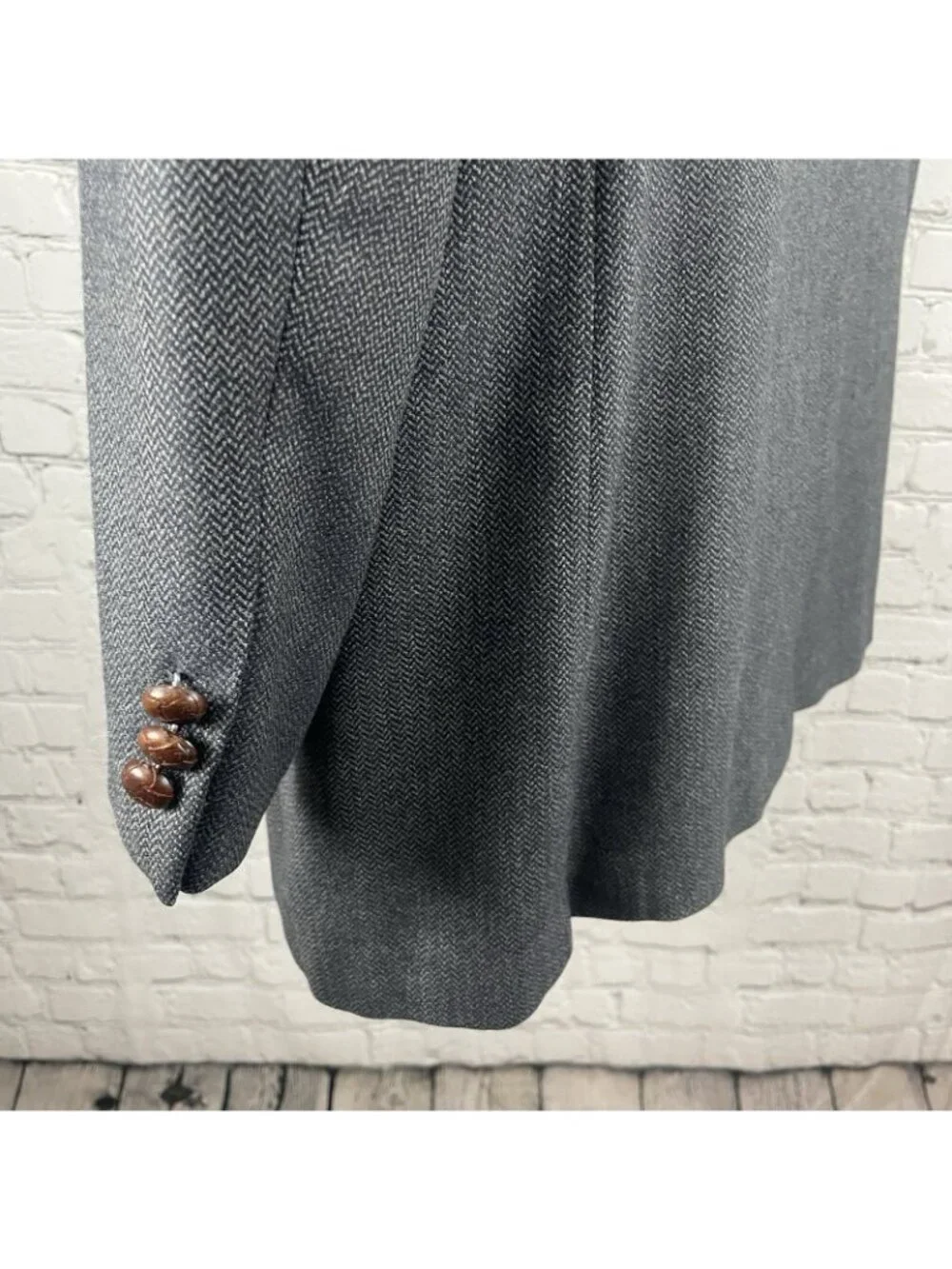 Hickey Freeman Grey Wool 2 Button Vented Blazer Sport Coat USA Made Size 44L